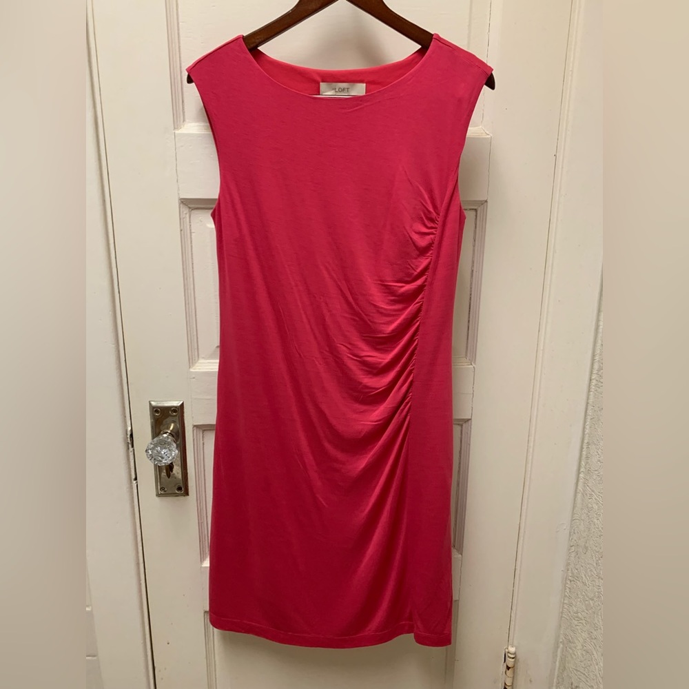 Loft pink dress sleeveless boat neck size M
